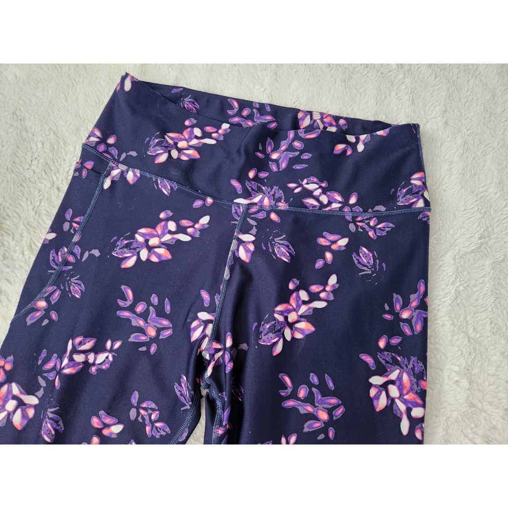 Under Armour Womens Compression Leggings 2X Dark Blue Floral Athletic Pants
